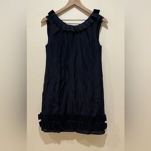 CLEARANCE Ann Taylor LOFT Navy Blue Sleeveless Ruffled Silk Dress - women’s 2